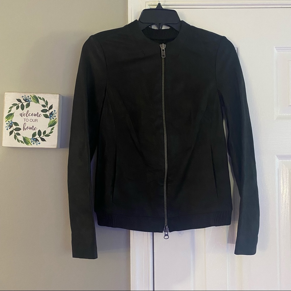 Muubaa Black Remy Bomber Jacket 100% Goat Leather Size 2 Leather Jacket